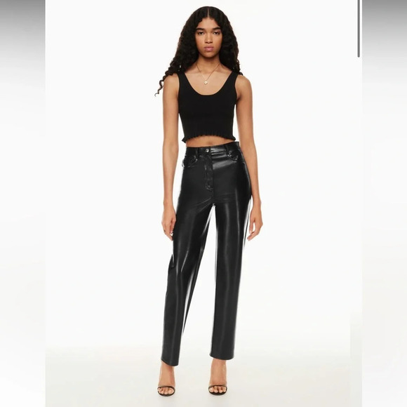 Aritzia Wilfred sz 0 Vegan leather black pants in excellent like-new condition - Picture 1 of 6